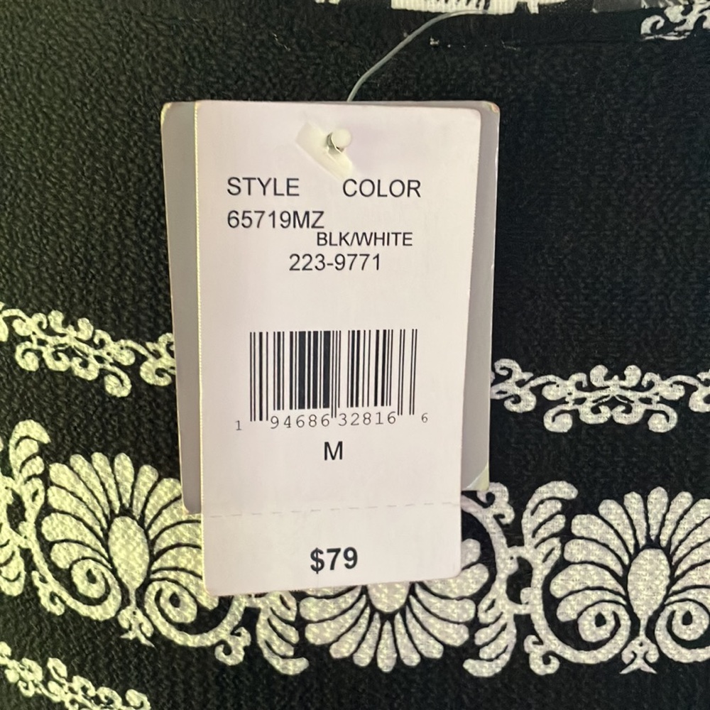 NWT M BLACK & WHITE LINED DANNY & NICOLE DRESS - Picture 5 of 14